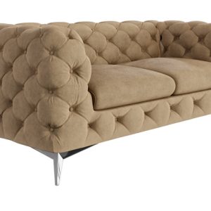 Ropez Chelsea sofa 2 osobowa pikowana kremowa nogi srebrne 152270