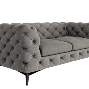 Ropez Chelsea sofa 2 osobowa pikowana szara nogi czarny mat 152279