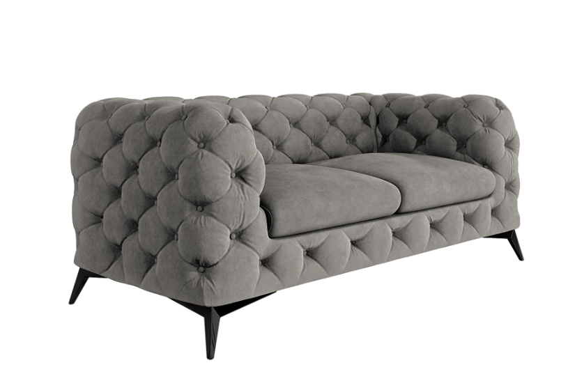 Ropez Chelsea sofa 2 osobowa pikowana szara nogi czarny mat 152279