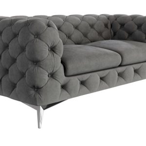 Ropez Chelsea sofa 2 osobowa pikowana szara nogi srebrne 152290