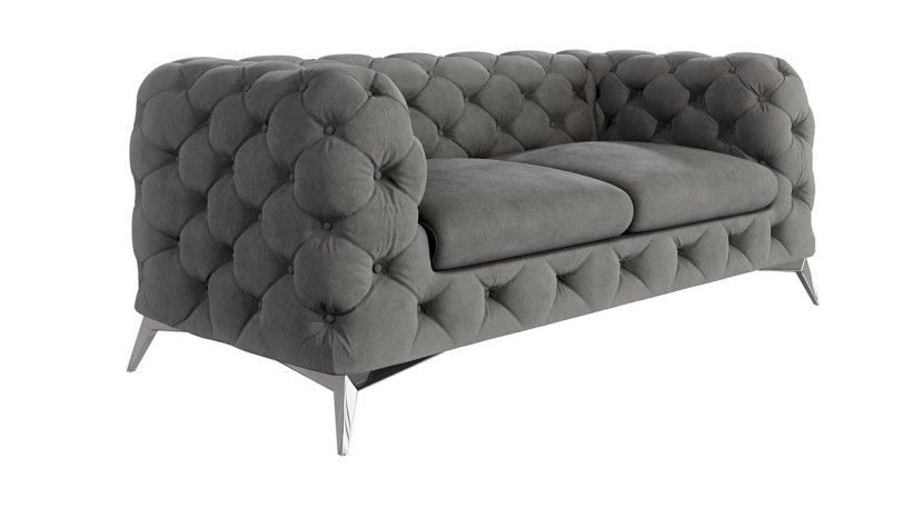 Ropez Chelsea sofa 2 osobowa pikowana szara nogi srebrne 152290