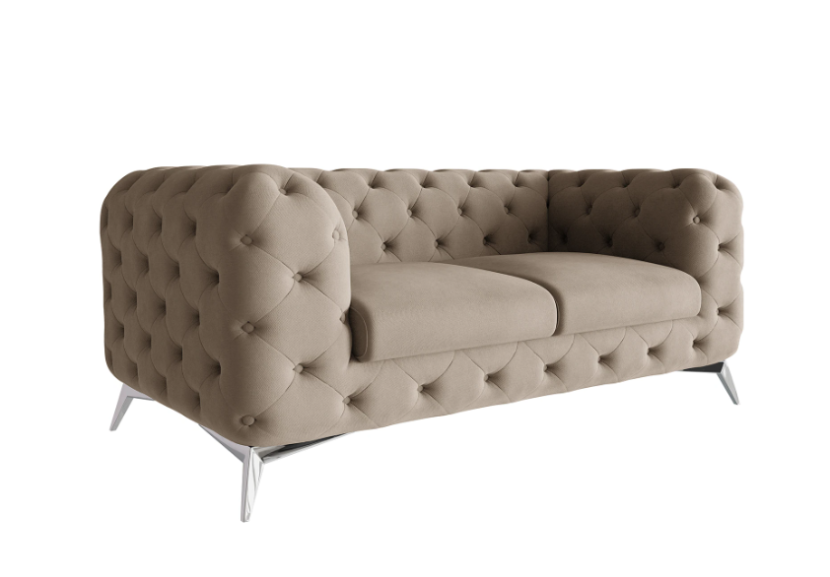 Ropez Chelsea sofa 2 pikowana beżowa nogi srebrne 152292
