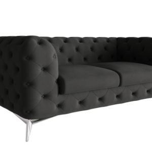 Ropez Chelsea sofa 2 pikowana czarna nogi srebrne 152262 Ropez Chelsea sofa 2 pikowana czarna nogi srebrne 152262