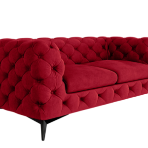 Ropez Chelsea sofa 2 pikowana czerwona nogi czarny mat 152273 Ropez Chelsea sofa 2 pikowana czerwona nogi czarny mat 152273
