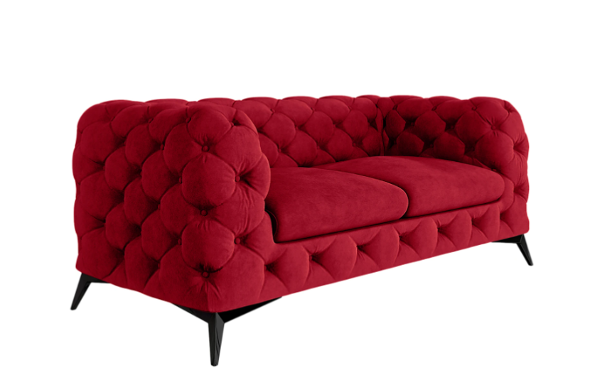 Ropez Chelsea sofa 2 pikowana czerwona nogi czarny mat 152273