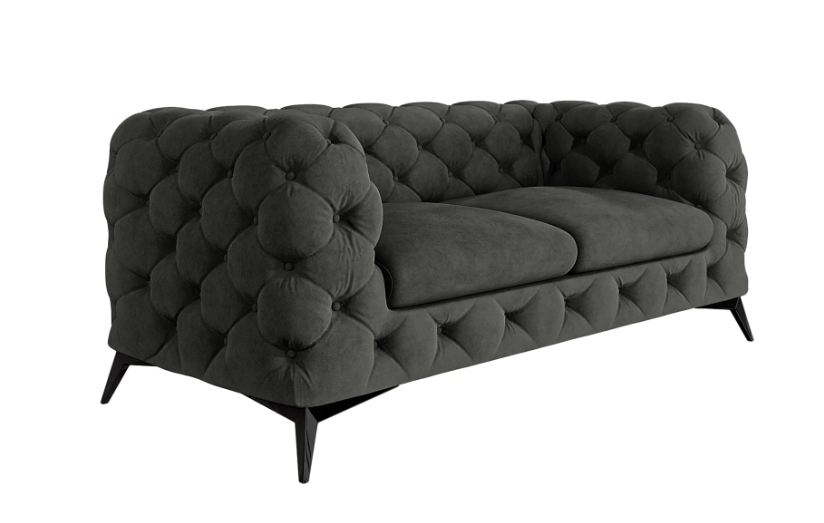 Ropez Chelsea sofa 2 pikowana grafitowa nogi czarny mat 152287