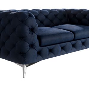 Ropez Chelsea sofa 2 pikowana granatowa nogi srebrne 152272 Ropez Chelsea sofa 2 pikowana granatowa nogi srebrne 152272