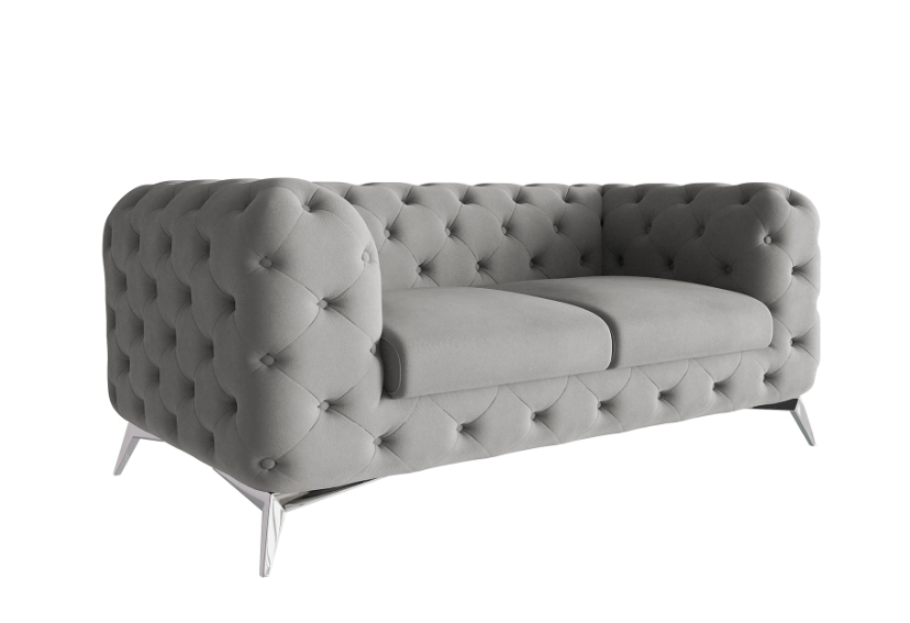 Ropez Chelsea sofa 2 pikowana szara nogi srebrne 152299