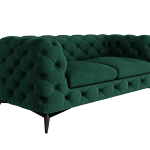 Ropez Chelsea sofa 2 pikowana zielona nogi czarny mat 152280 Ropez Chelsea sofa 2 pikowana zielona nogi czarny mat 152280