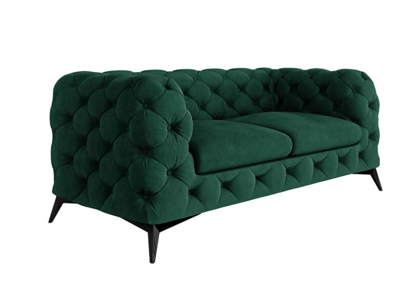 Ropez Chelsea sofa 2 pikowana zielona nogi czarny mat 152280