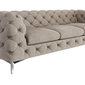 Ropez Chelsea sofa 3 osobowa pikowana beżowa nogi srebrne 152260 Ropez Chelsea sofa 3 osobowa pikowana beżowa nogi srebrne 152260