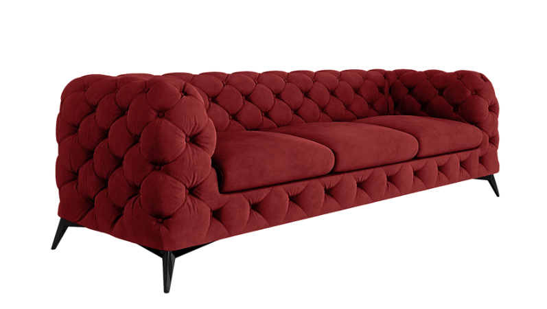 Ropez Chelsea sofa 3 osobowa pikowana bordowa nogi czarne 152267