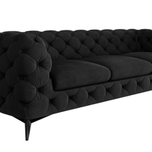 Ropez Chelsea sofa 3 osobowa pikowana czarna nogi czarny mat 152277 Ropez Chelsea sofa 3 osobowa pikowana czarna nogi czarny mat 152277