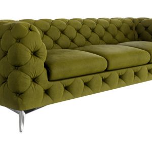 Ropez Chelsea sofa 3 osobowa pikowana oliwka nogi srebrne 152271 Ropez Chelsea sofa 3 osobowa pikowana oliwka nogi srebrne 152271