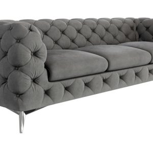 Ropez Chelsea sofa 3 osobowa pikowana szara nogi srebrne 152293 Ropez Chelsea sofa 3 osobowa pikowana szara nogi srebrne 152293
