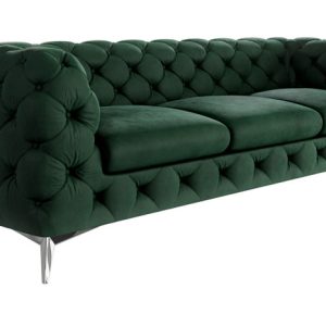 Ropez Chelsea sofa 3 osobowa pikowana zielona nogi srebrne 152265 Ropez Chelsea sofa 3 osobowa pikowana zielona nogi srebrne 152265