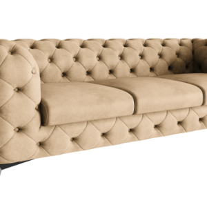 Ropez Chelsea sofa 3 pikowana beżowa nogi czarny mat 152286 Ropez Chelsea sofa 3 pikowana beżowa nogi czarny mat 152286