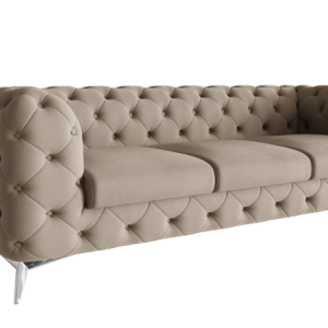 Ropez Chelsea sofa 3 pikowana beżowa nogi srebrne 152289 Ropez Chelsea sofa 3 pikowana beżowa nogi srebrne 152289