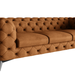 Ropez Chelsea sofa 3 pikowana brązowa nogi czarny mat 152296 Ropez Chelsea sofa 3 pikowana brązowa nogi czarny mat 152296