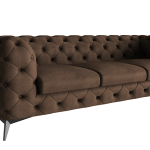 Ropez Chelsea sofa 3 pikowana ciemnobrązowa nogi czarny mat 152282 Ropez Chelsea sofa 3 pikowana ciemnobrązowa nogi czarny mat 152282