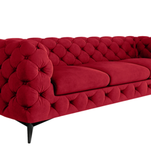 Ropez Chelsea sofa 3 pikowana czerwona nogi czarny mat 152294 Ropez Chelsea sofa 3 pikowana czerwona nogi czarny mat 152294