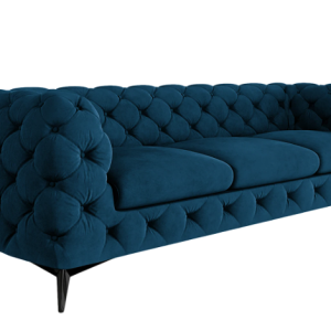 Ropez Chelsea sofa 3 pikowana granatowa nogi czarny mat 152278 Ropez Chelsea sofa 3 pikowana granatowa nogi czarny mat 152278