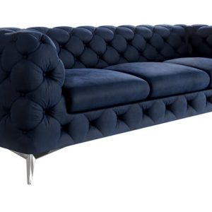 Ropez Chelsea sofa 3 pikowana granatowa nogi srebrne 152298 Ropez Chelsea sofa 3 pikowana granatowa nogi srebrne 152298