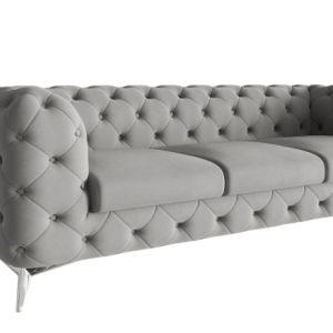 Ropez Chelsea sofa 3 pikowana szara nogi srebrne 152276 Ropez Chelsea sofa 3 pikowana szara nogi srebrne 152276