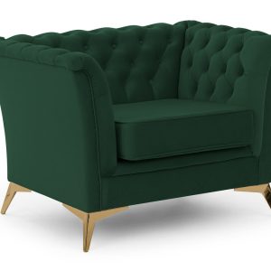 Ropez Chesterfield Derby Bis fotel pikowany wysokie nóżki welur zielony 674393 Ropez Chesterfield Derby Bis fotel pikowany wysokie nóżki welur zielony 674393