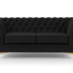 Ropez Chesterfield Derby Bis sofa 2 pikowana wysokie nóżki welur czarny 674422 Ropez Chesterfield Derby Bis sofa 2 pikowana wysokie nóżki welur czarny 674422