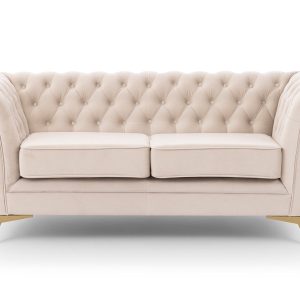 Ropez Chesterfield Derby Bis sofa 2 pikowana wysokie nóżki welur kremowy 674434 Ropez Chesterfield Derby Bis sofa 2 pikowana wysokie nóżki welur kremowy 674434