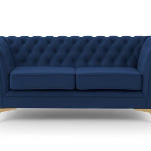 Ropez Chesterfield Derby Bis sofa 2 pikowana wysokie nóżki welur niebieski 674427 Ropez Chesterfield Derby Bis sofa 2 pikowana wysokie nóżki welur niebieski 674427