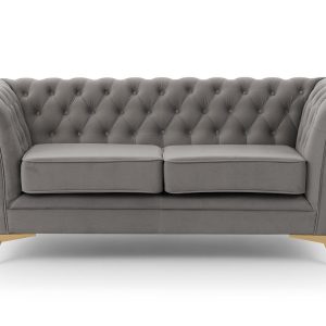 Ropez Chesterfield Derby Bis sofa 2 pikowana wysokie nóżki welur szary 674418 Ropez Chesterfield Derby Bis sofa 2 pikowana wysokie nóżki welur szary 674418
