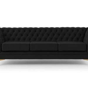 Ropez Chesterfield Derby Bis sofa 3 pikowana wysokie nóżki welur czarny 674436 Ropez Chesterfield Derby Bis sofa 3 pikowana wysokie nóżki welur czarny 674436