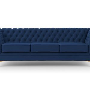 Ropez Chesterfield Derby Bis sofa 3 pikowana wysokie nóżki welur niebieski 674433 Ropez Chesterfield Derby Bis sofa 3 pikowana wysokie nóżki welur niebieski 674433