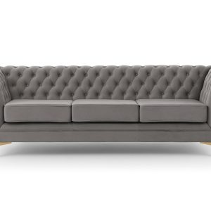 Ropez Chesterfield Derby Bis sofa 3 pikowana wysokie nóżki welur szary 674419 Ropez Chesterfield Derby Bis sofa 3 pikowana wysokie nóżki welur szary 674419