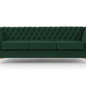 Ropez Chesterfield Derby Bis sofa 3 pikowana wysokie nóżki welur zielony 674416 Ropez Chesterfield Derby Bis sofa 3 pikowana wysokie nóżki welur zielony 674416