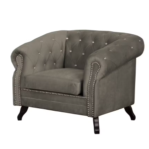 Ropez Chesterfield Fotel Glasgow kryształki welur ciemny beż 249506 Ropez Chesterfield Fotel Glasgow kryształki welur ciemny beż 249506