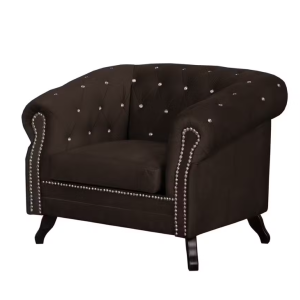 Ropez Chesterfield Fotel Glasgow kryształki welur ciemnybrąz 249504 Ropez Chesterfield Fotel Glasgow kryształki welur ciemnybrąz 249504