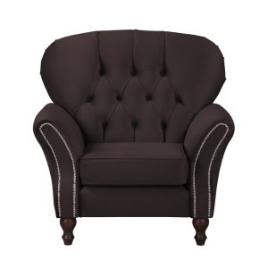 Ropez Chesterfield Jersey fotel pikowany welur brązowy 304824 Ropez Chesterfield Jersey fotel pikowany welur brązowy 304824