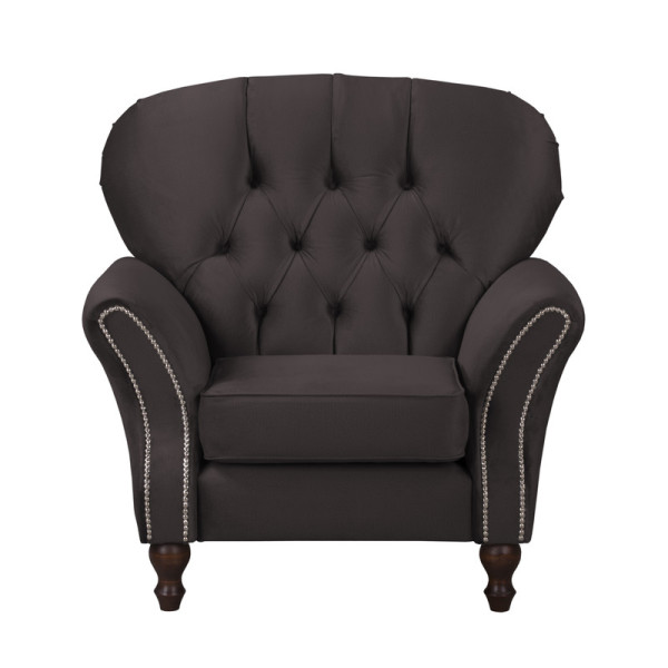Ropez Chesterfield Jersey fotel pikowany welur grafit 304823