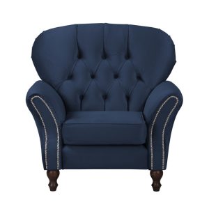 Ropez Chesterfield Jersey fotel pikowany welur niebieski 304822 Ropez Chesterfield Jersey fotel pikowany welur niebieski 304822