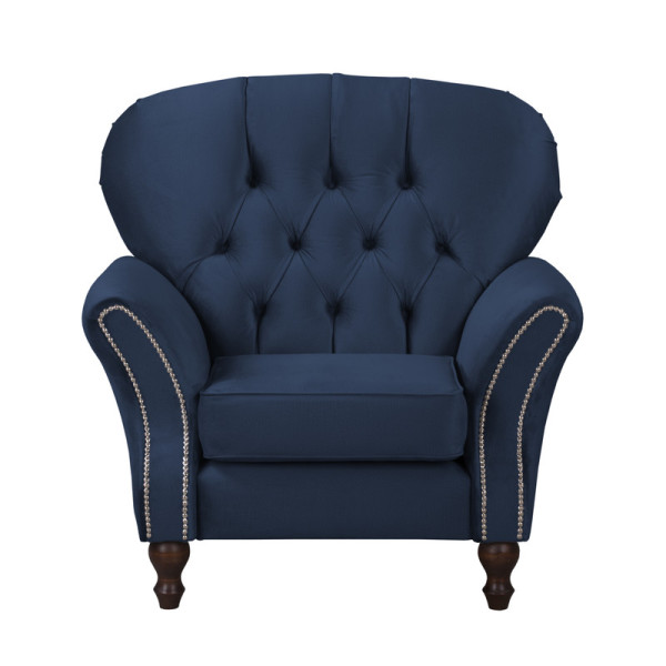 Ropez Chesterfield Jersey fotel pikowany welur niebieski 304822