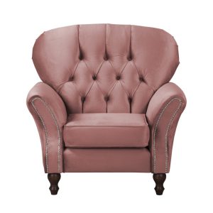 Ropez Chesterfield Jersey fotel pikowany welur różowy 304821 Ropez Chesterfield Jersey fotel pikowany welur różowy 304821