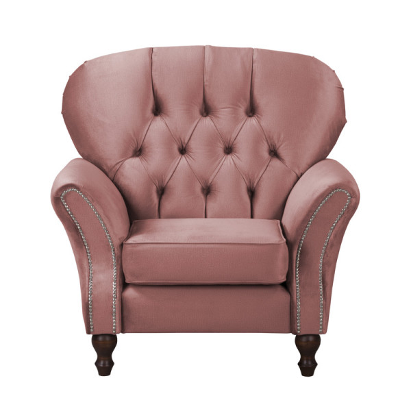 Ropez Chesterfield Jersey fotel pikowany welur różowy 304821