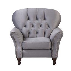 Ropez Chesterfield Jersey fotel pikowany welur szary 304818 Ropez Chesterfield Jersey fotel pikowany welur szary 304818