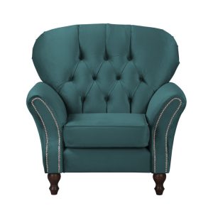 Ropez Chesterfield Jersey fotel pikowany welur zielony 304819 Ropez Chesterfield Jersey fotel pikowany welur zielony 304819