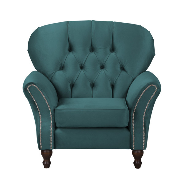Ropez Chesterfield Jersey fotel pikowany welur zielony 304819