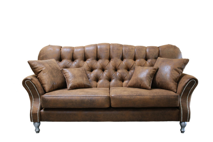 Ropez Chesterfield Jersey sofa 2os. pikowana zamsz brązowy 304804