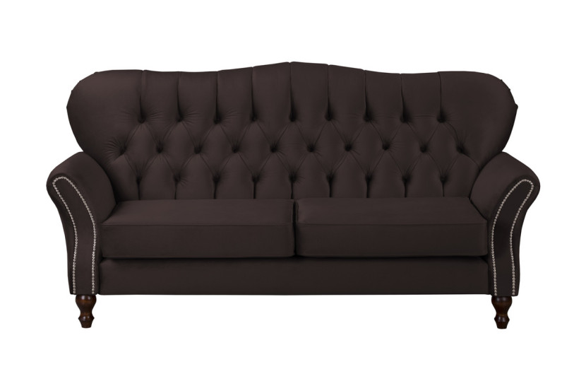 Ropez Chesterfield Jersey sofa 3os. pikowana welur brązowy 304808